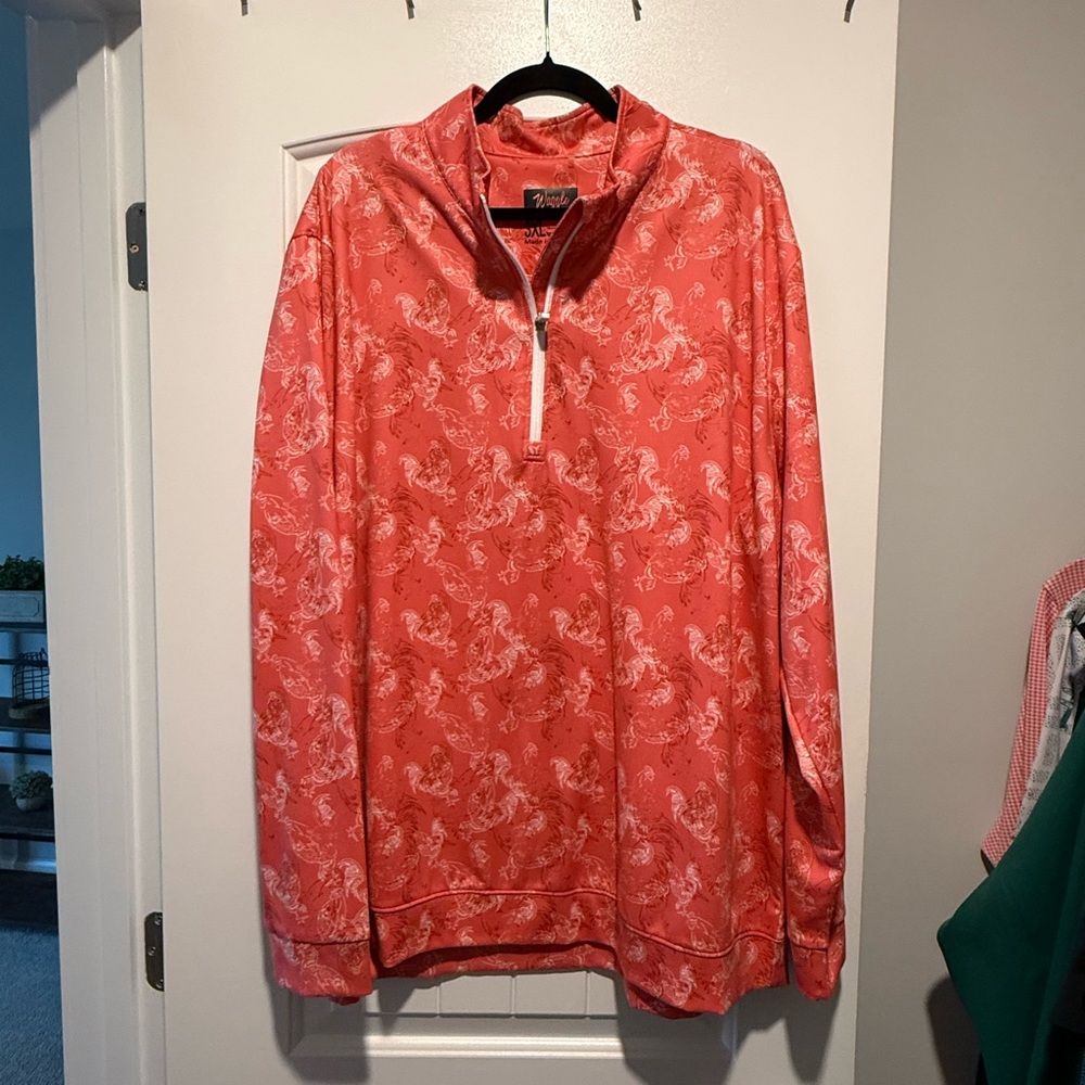 Lightweight Coral Printed Quarter-Zip Shirt Jacket